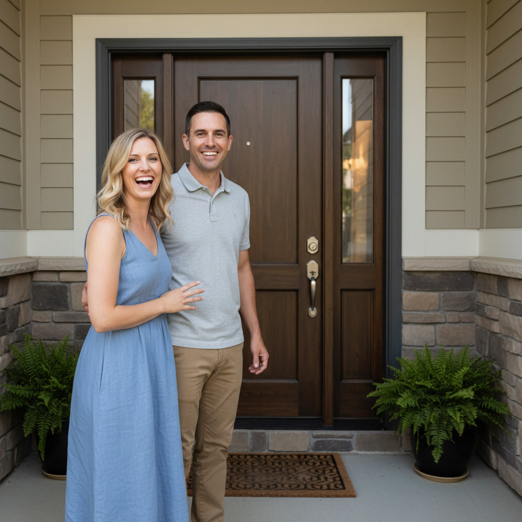 Handyman installing interior door frame in Anchorage home