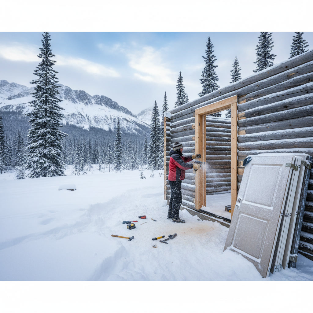 Professional door installation in Anchorage Alaska home showing proper weather sealing