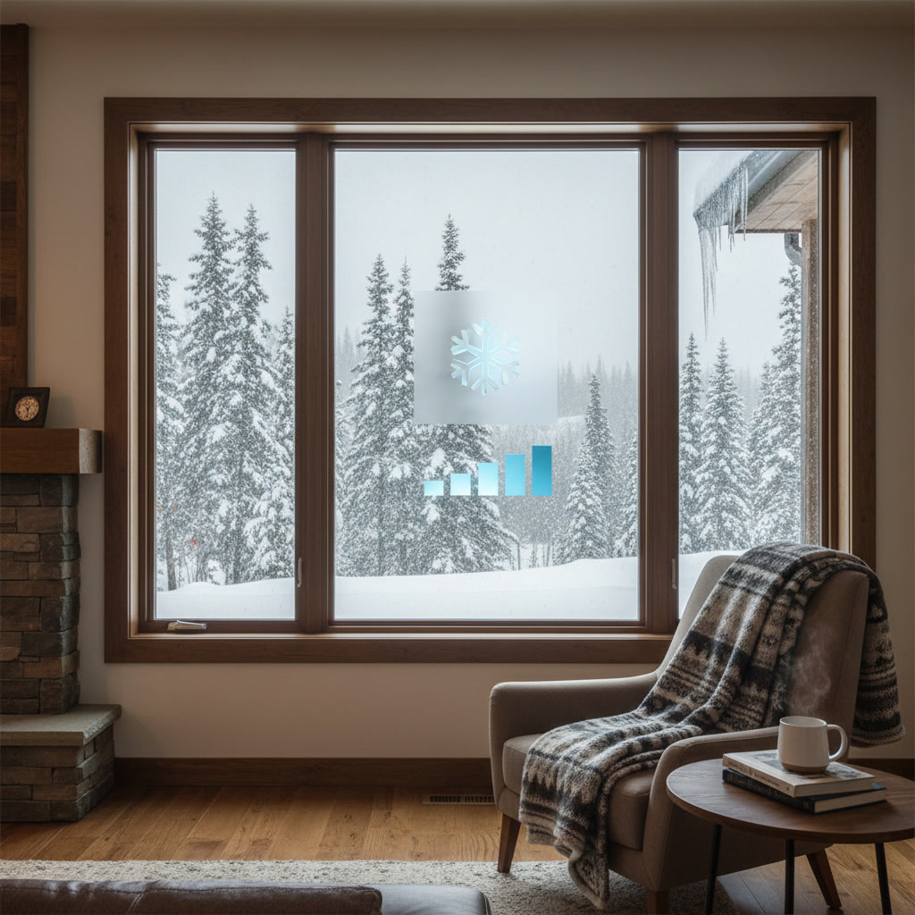Energy Star rated window label showing cold climate specifications for Eagle River homes