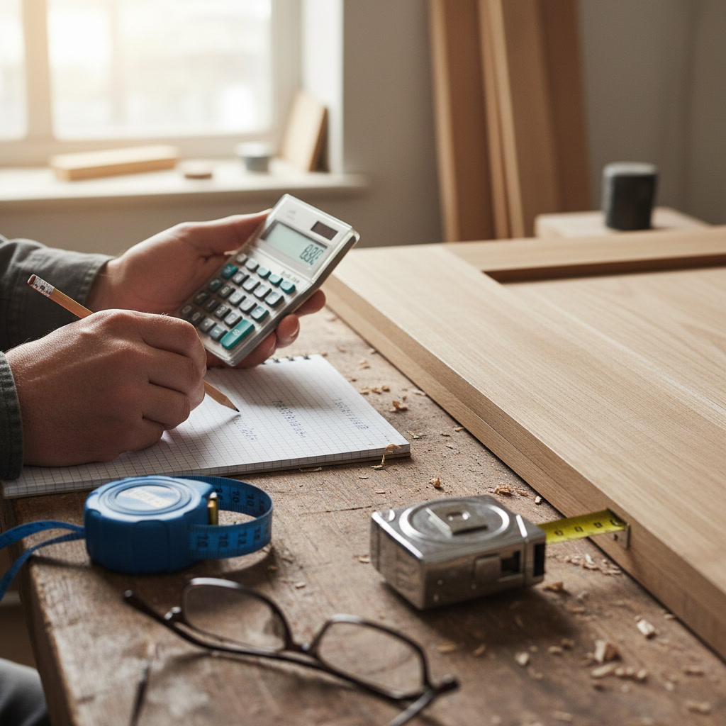 Professional contractor verifying door opening measurements with level and tape measure