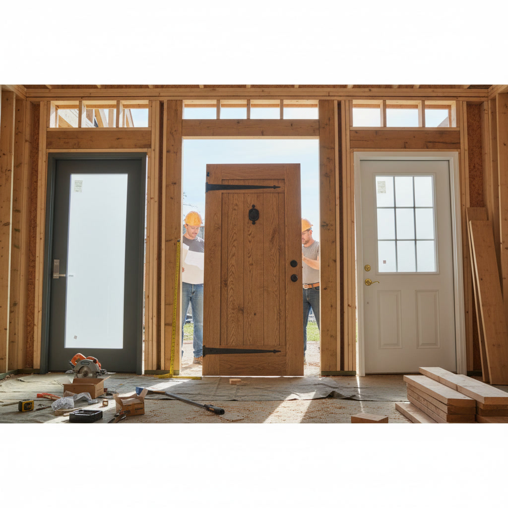 Professional door installation showcasing various architectural door styles